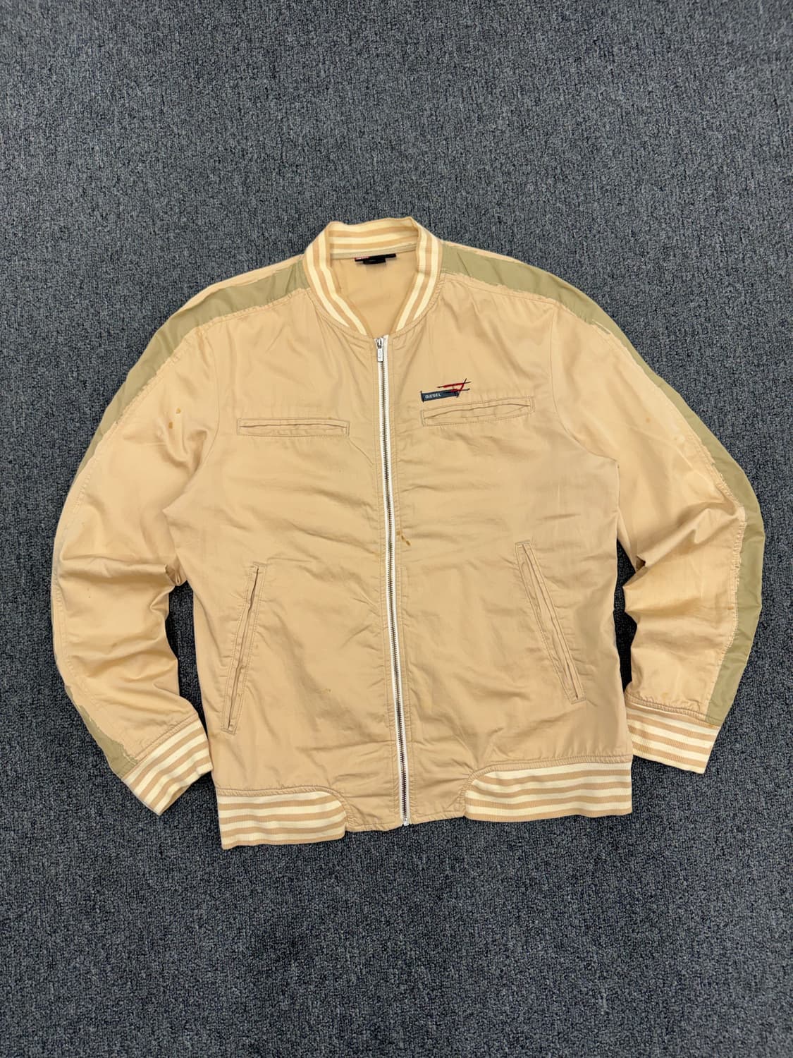 M)디젤 빈티지 베이지 코튼 블루종 자켓(오염) 상품이미지1