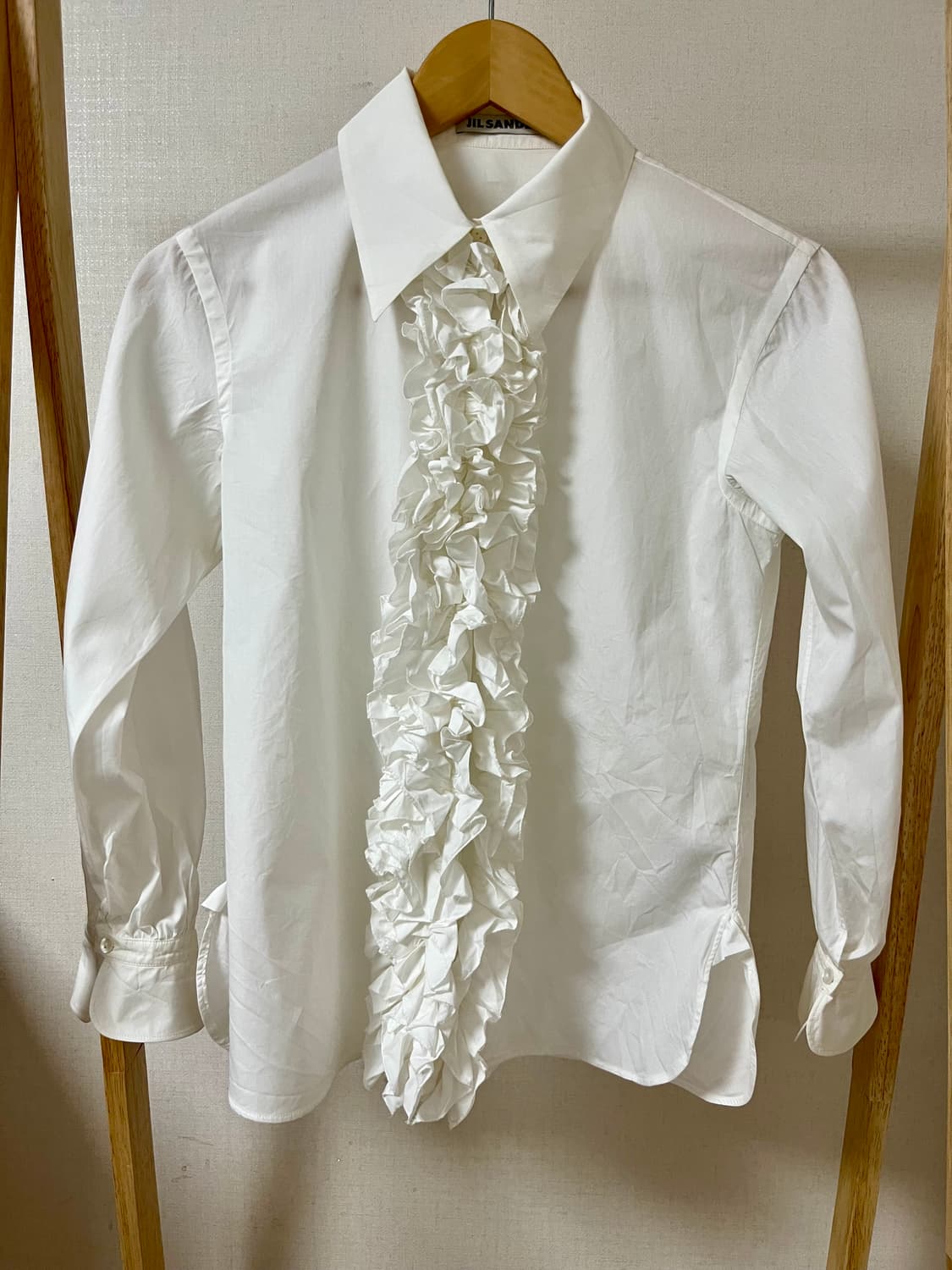 질샌더 화이트 프릴 블라우스 34 정품 상품이미지1