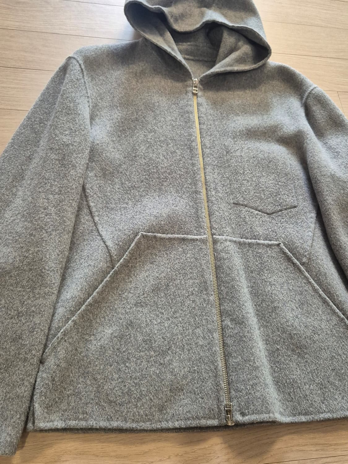 핸드메이드 울 하프후드코트 상품이미지2