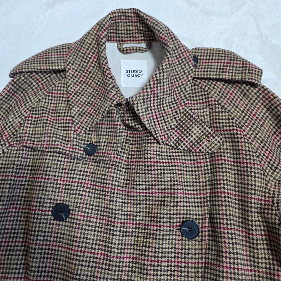 (44)여성 톰보이 빈티지 클래식 체크 트렌치코트  상품이미지2