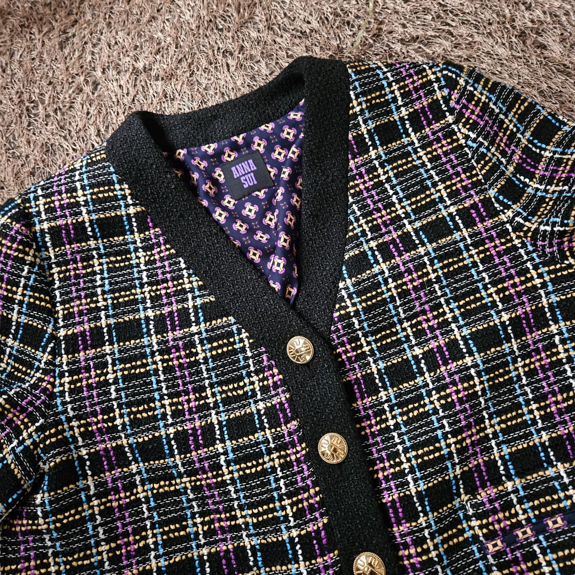안나수이(ANNA SUI) 23AW 퍼플 트위드 브이넥 자켓 상품이미지2