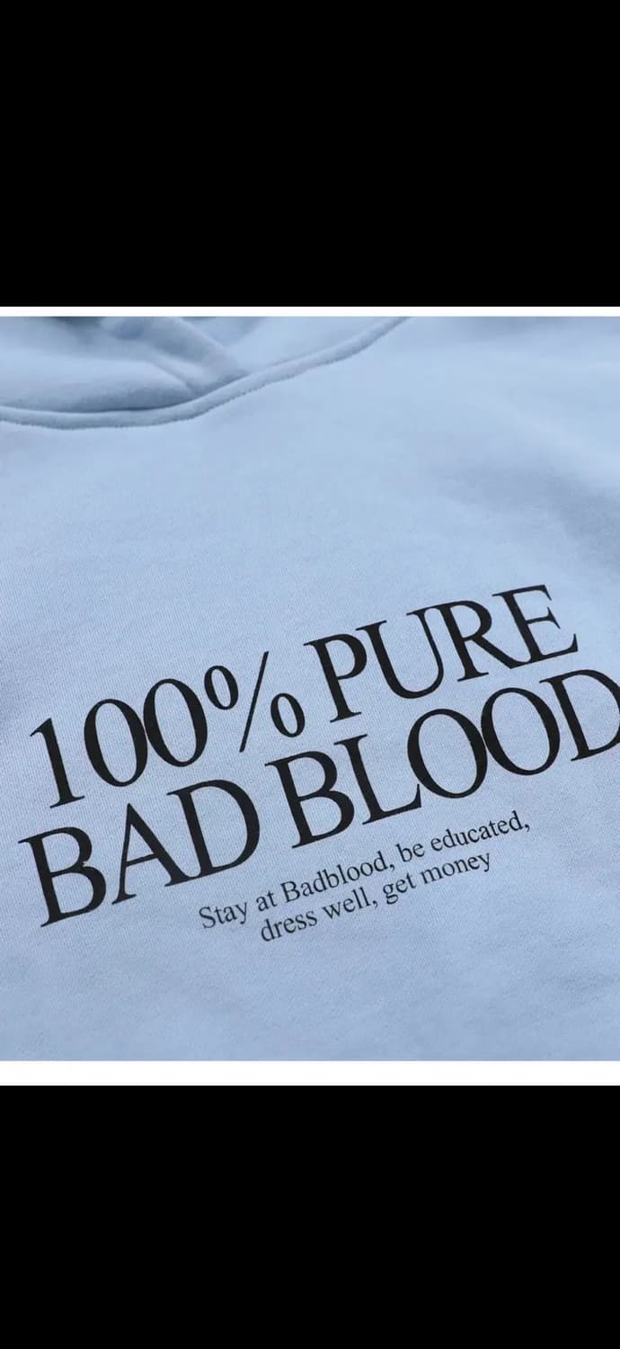 [새상품]배드블러드 pure 후드 라지핏 - 라이트블루 M 상품이미지6