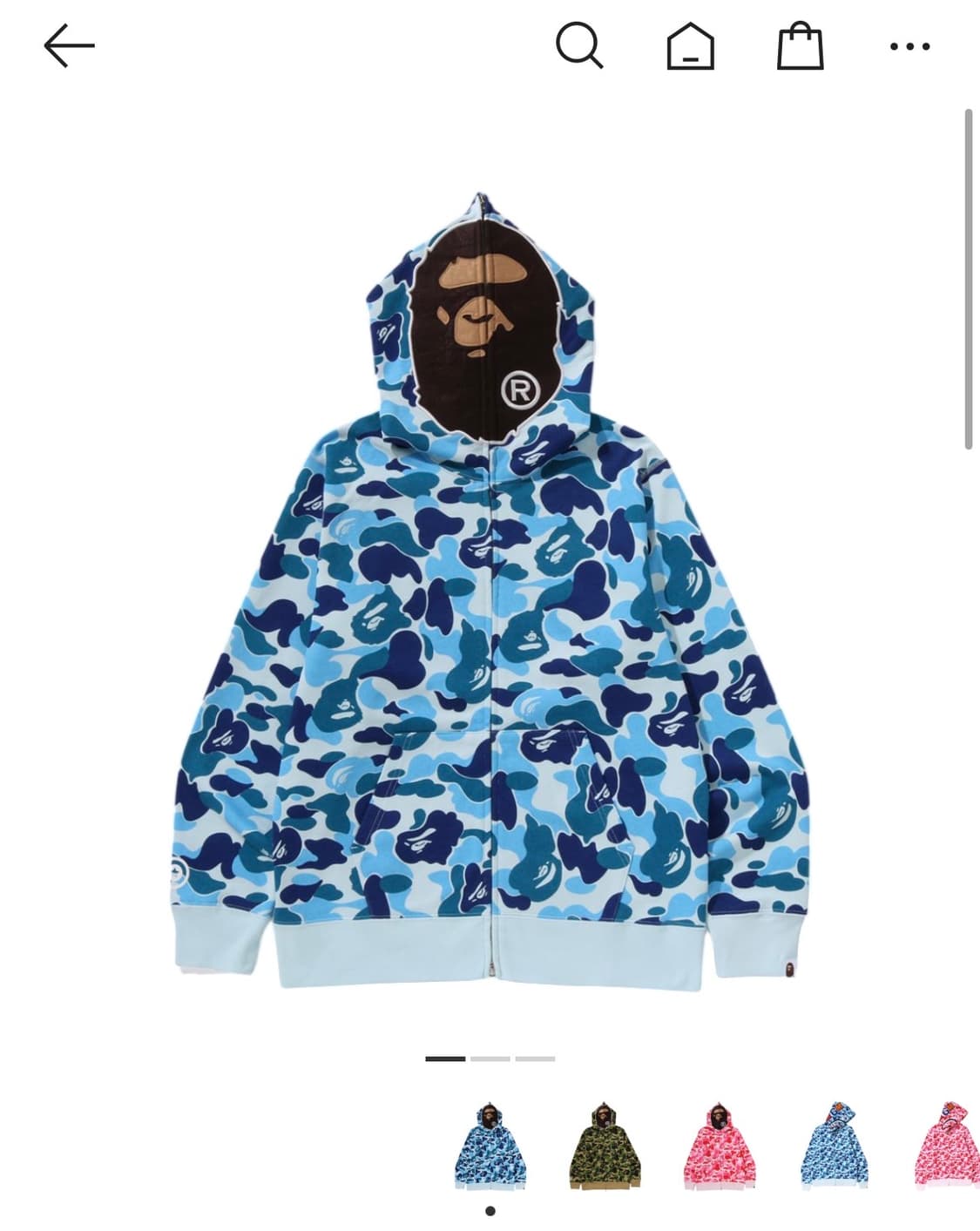 베이프 ABC 카모 세컨드 에이프 풀 집 후드 블루 상품이미지1