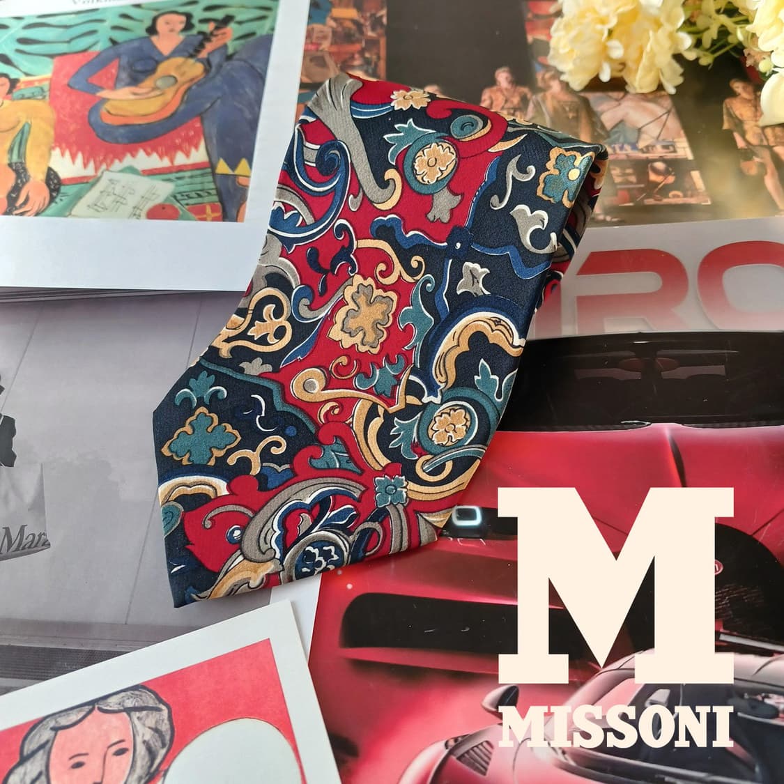 미쏘니 실크 블랙 오너먼트 페이즐리 넥타이 9.5cm A등급 A19497 상품이미지2