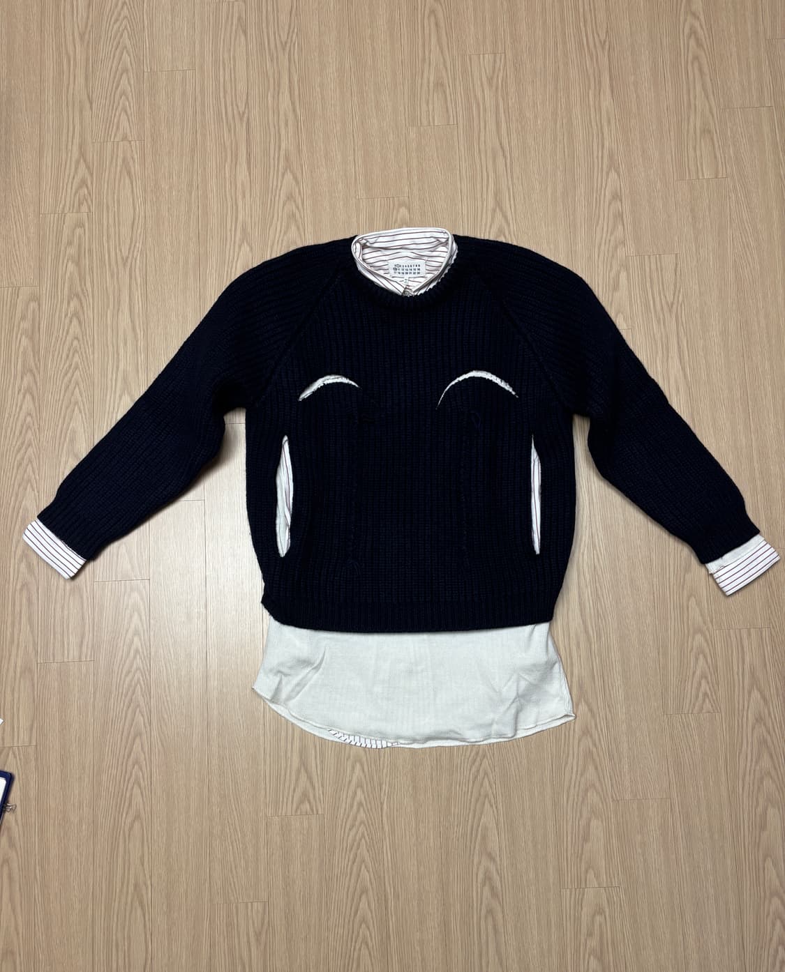 마르지엘라 네이비 3-piece 레이어드 니트 상품이미지1