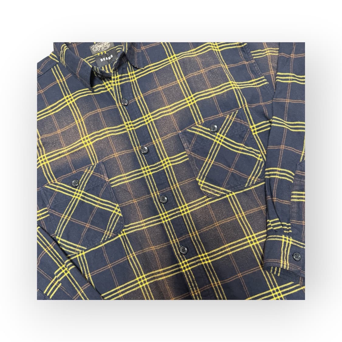 슈가케인 x 빔즈 플란넬 다크 네이비 체크 셔츠 상품이미지5