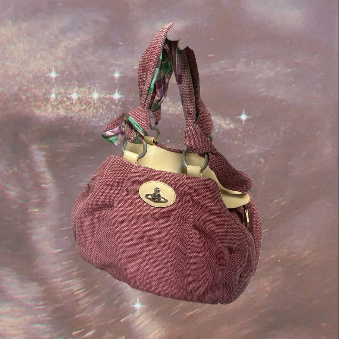 비비안 웨스트우드 핑크 체크 숄더백 상품이미지1