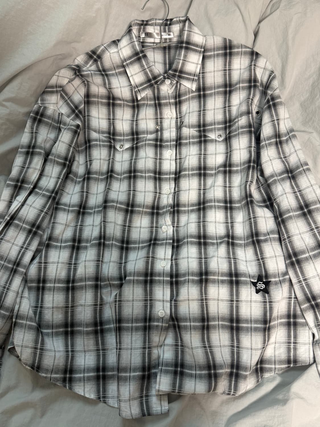 셋업이엑스이 EYELET CHECK SHIRT / WHITE 상품이미지2