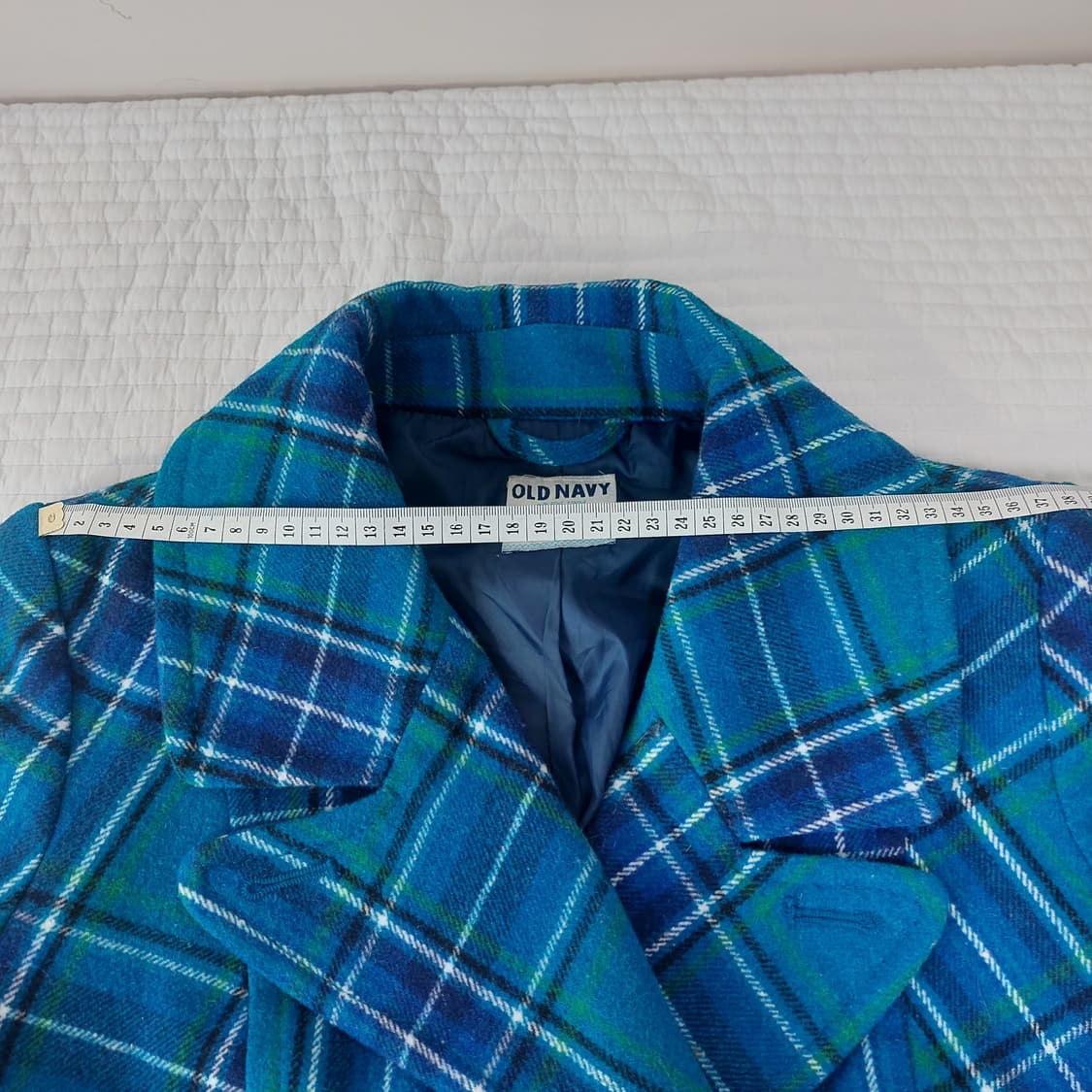 모리걸 너드 하구미 파랑 청록  체크 올드네이비 코트 더블코트 숏코트 상품이미지4