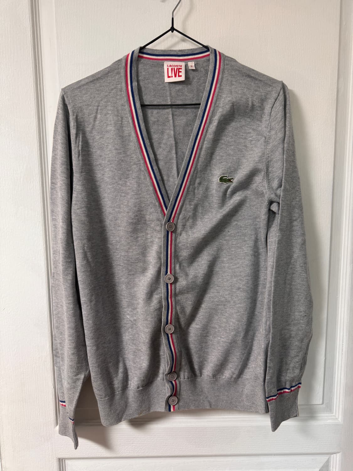 라코스테라이브 남여공용95 그레이 면 가디건 상품이미지1