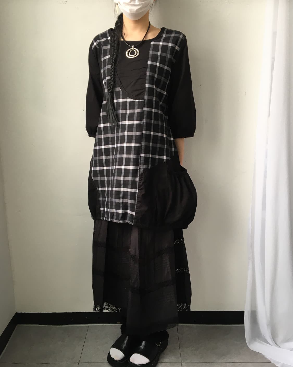 Check pattern balloon fit onepiece 상품이미지7