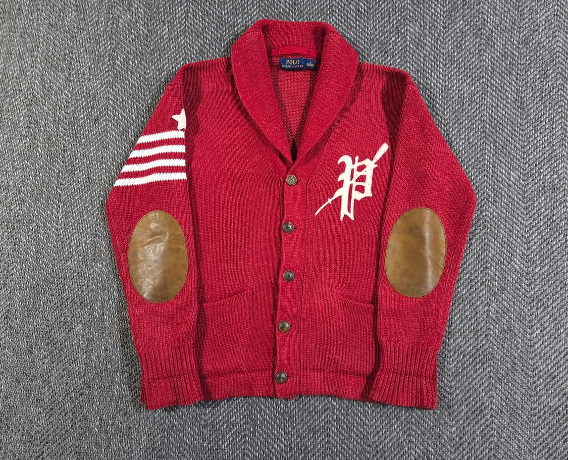 폴로 랄프로렌 엘보패치 숄카라 레터맨 가디건 상품이미지1