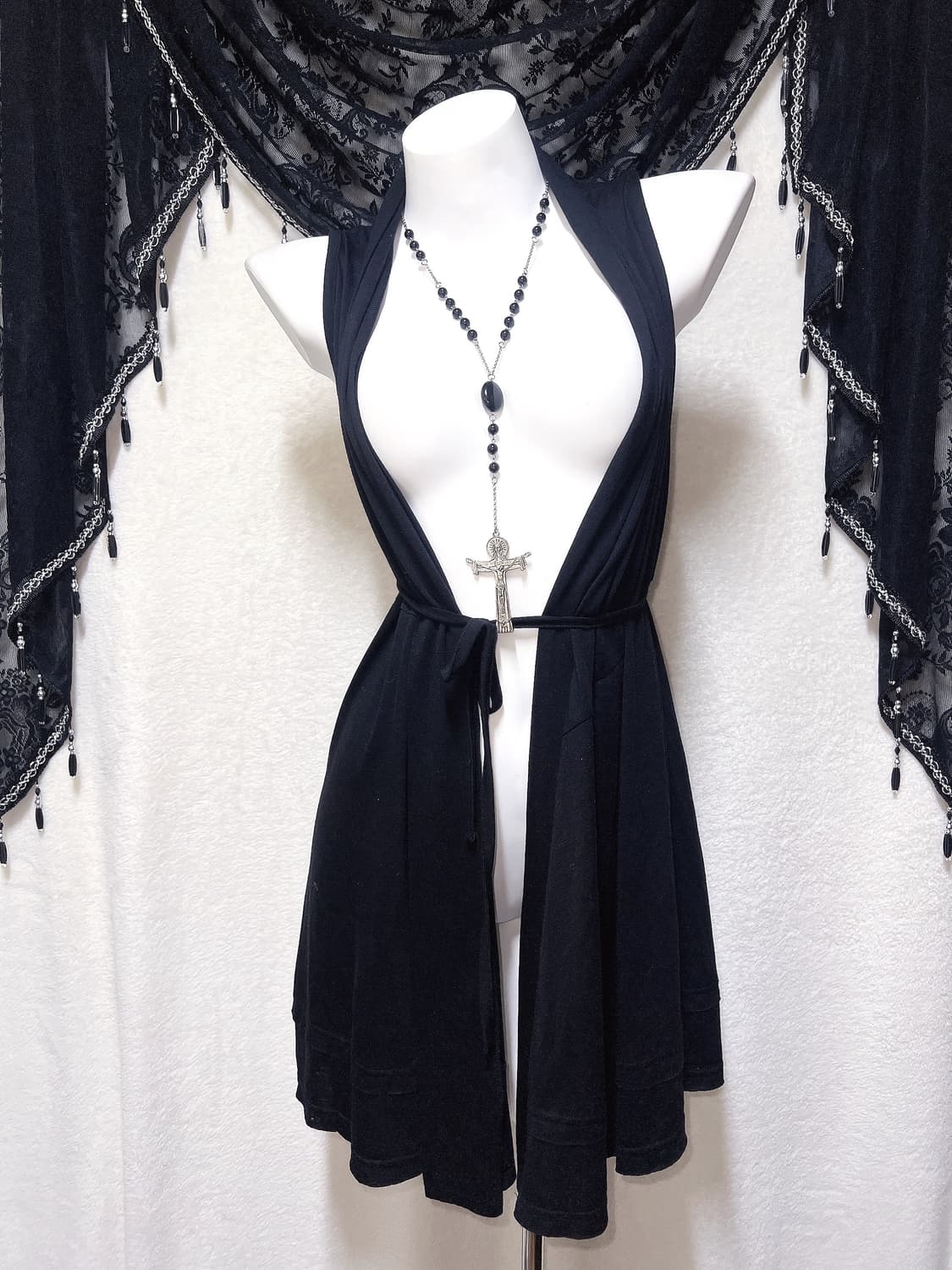 오리엔탈 드레이프 레이어드 롱 조끼 베스트 로브 그런지 고스펑크 페어리 상품이미지8