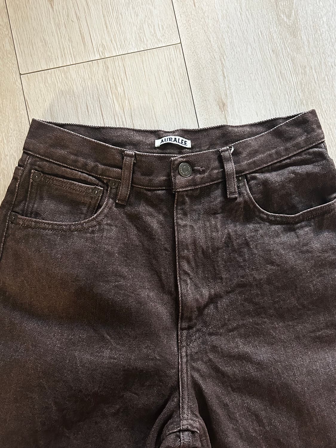 Auralee 하드 트위스트 데님팬츠 브라운 상품이미지3
