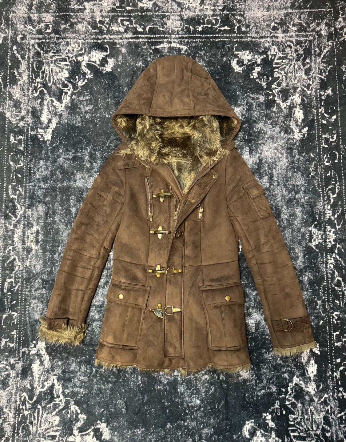 00s Mode Dark Brown Fur Buckle Jacket 상품이미지1