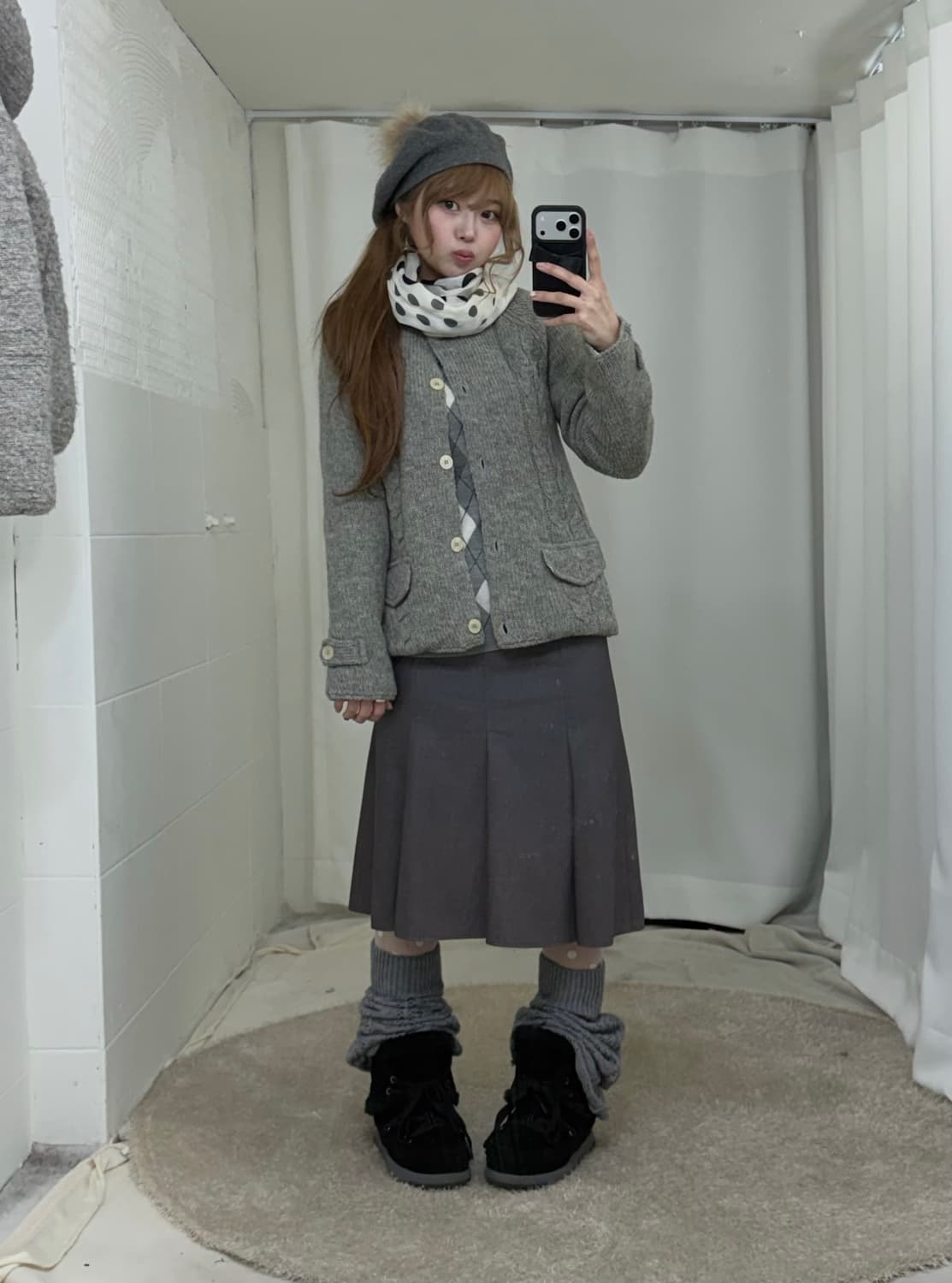 그레이 무채색 니혼진 도트 모리걸 코디세트 상품이미지2