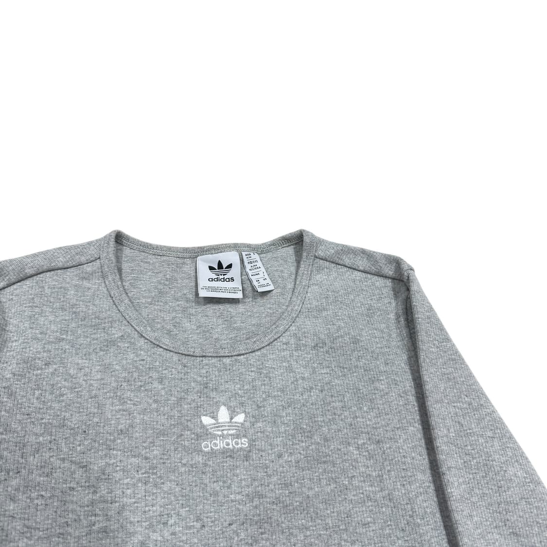 아디다스 딱붙핏 여성 에센셜 립 긴팔티 그레이 M 상품이미지2