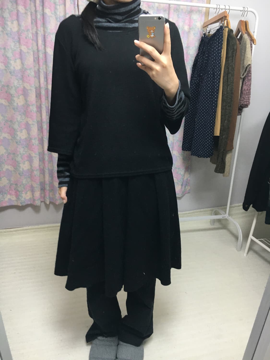 블랙 스트라이프 레이어드 티셔츠 상품이미지2