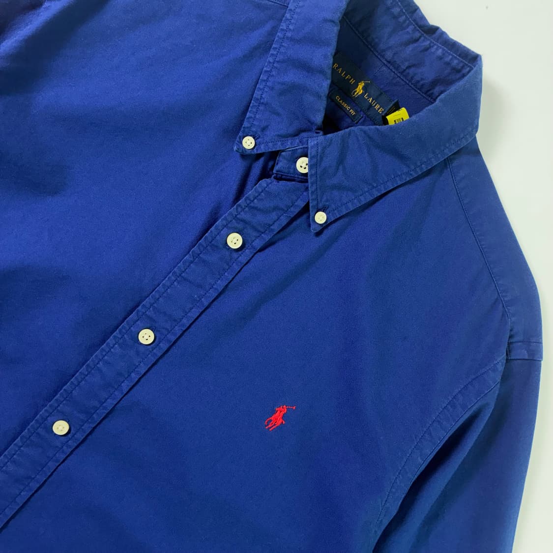 Polo  폴로 랄프로렌 신형 자수 코튼 블루 솔리드 셔츠  상품이미지3