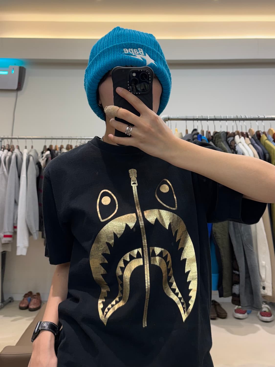 베이프 골드 샤크 프린팅 반팔 티셔츠 상품이미지6