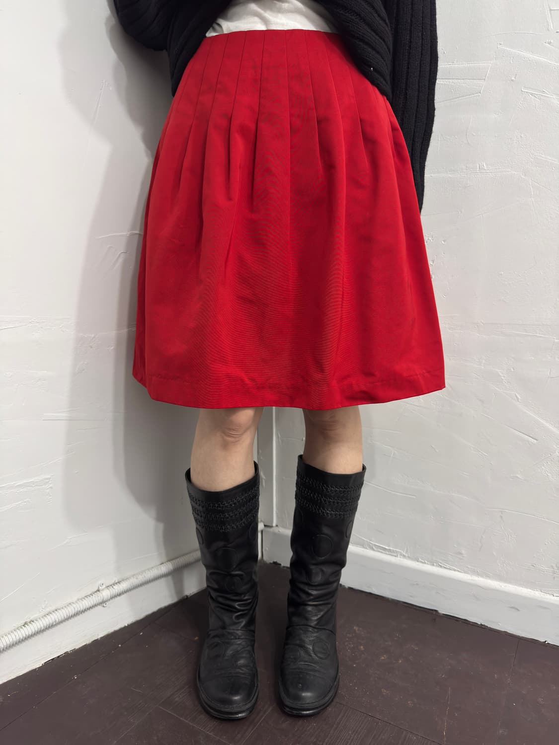 miss j red pleats skirt 상품이미지3