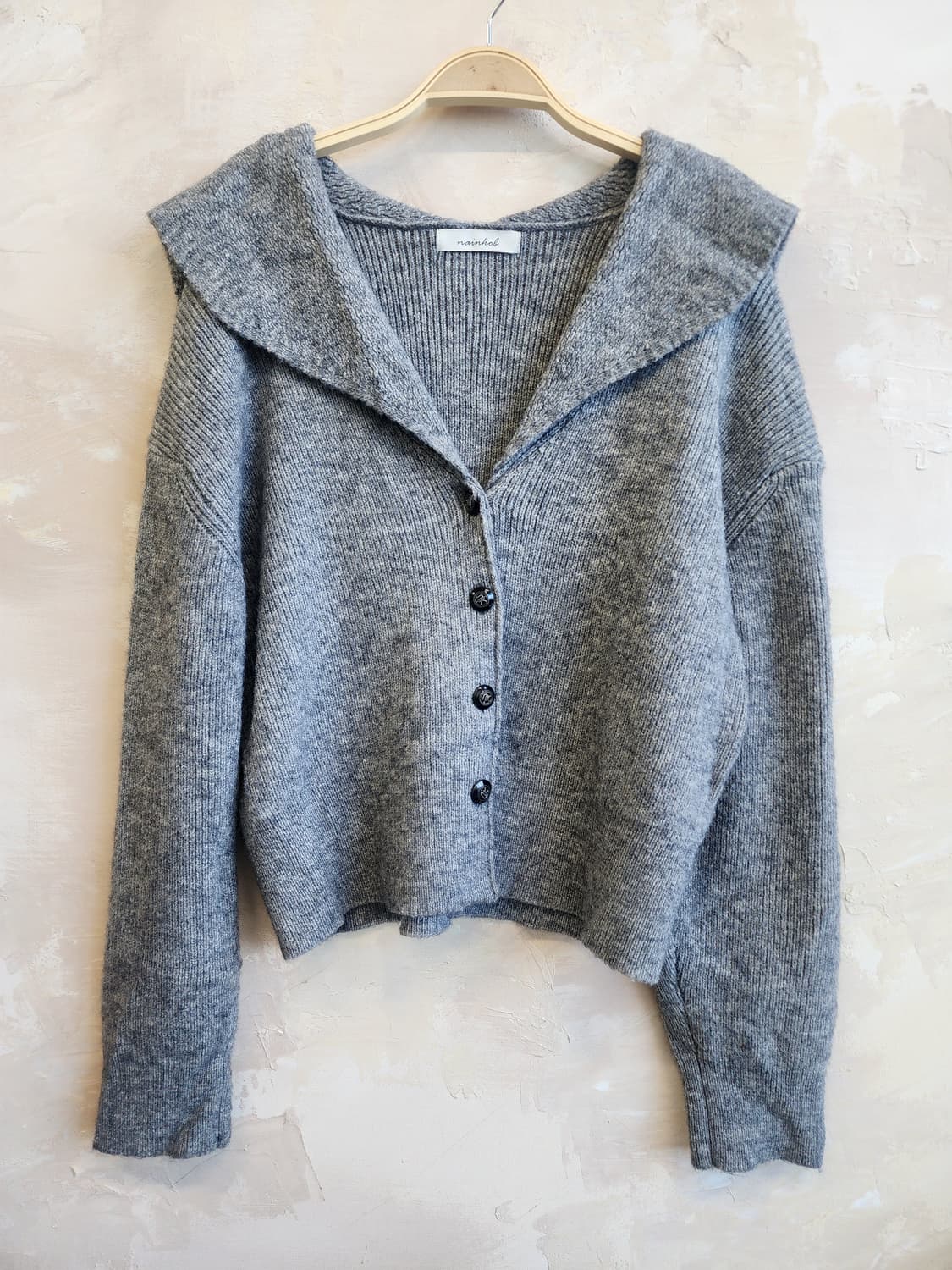 그레이 빅카라 니트 가디건 상품이미지1