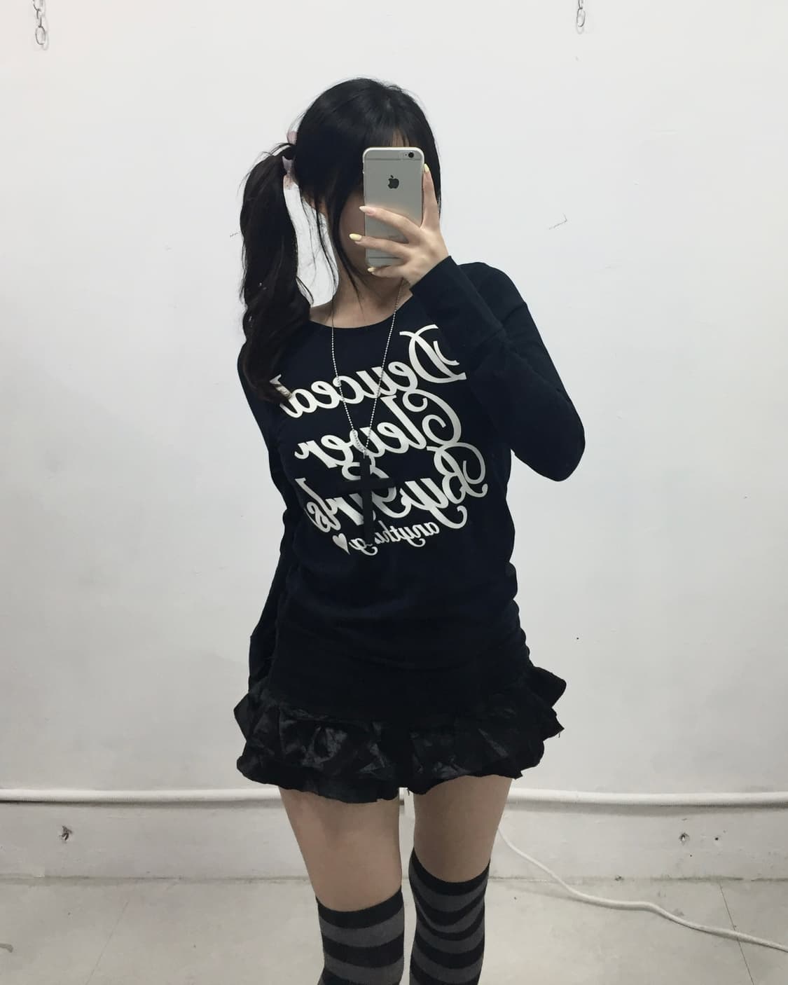 [B/A/B] 갸루 레터링 하트 리본 롱슬리브 상품이미지1