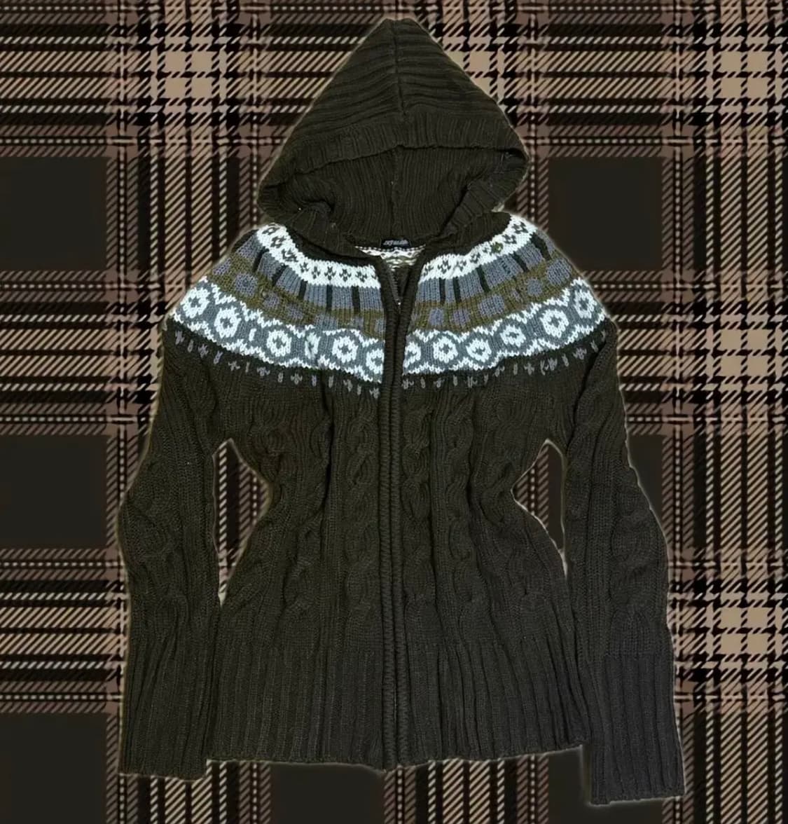 코위찬 빈티지 노르딕 니트 후드집업 상품이미지2