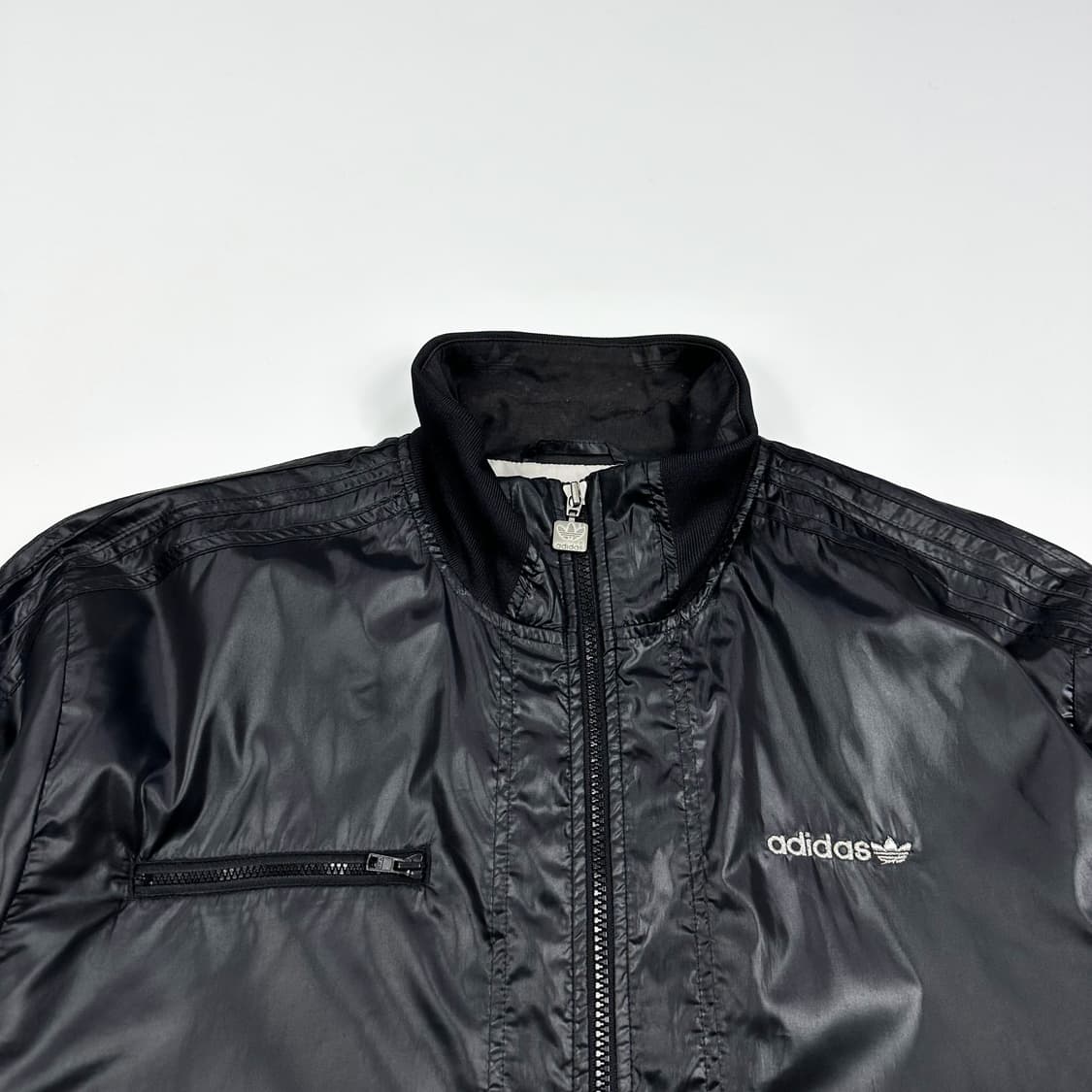 (하자존재) 아디다스 올드스쿨 삼선 바람막이 져지 올블랙 XL 상품이미지2