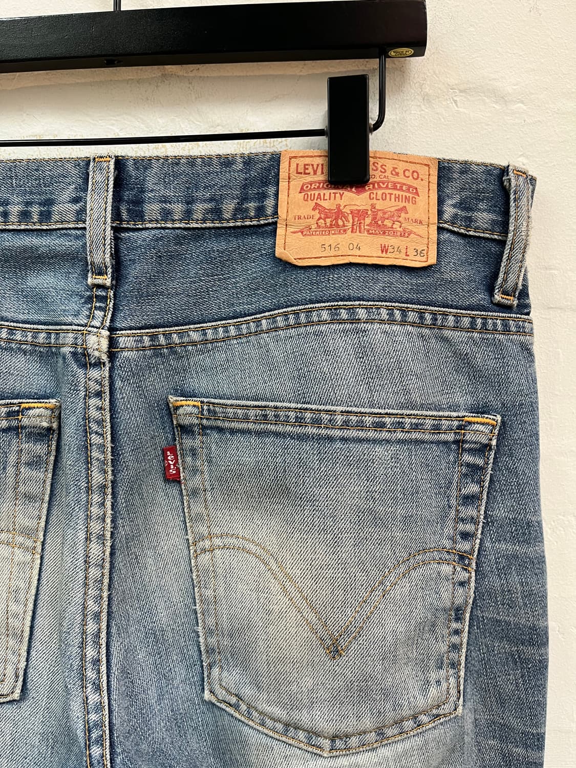 Levis 516 워싱 데님 부츠컷 연청바지 W34 상품이미지5