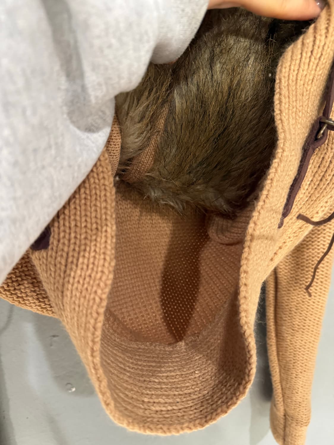 fur trimming point knit hood zip-up  상품이미지10