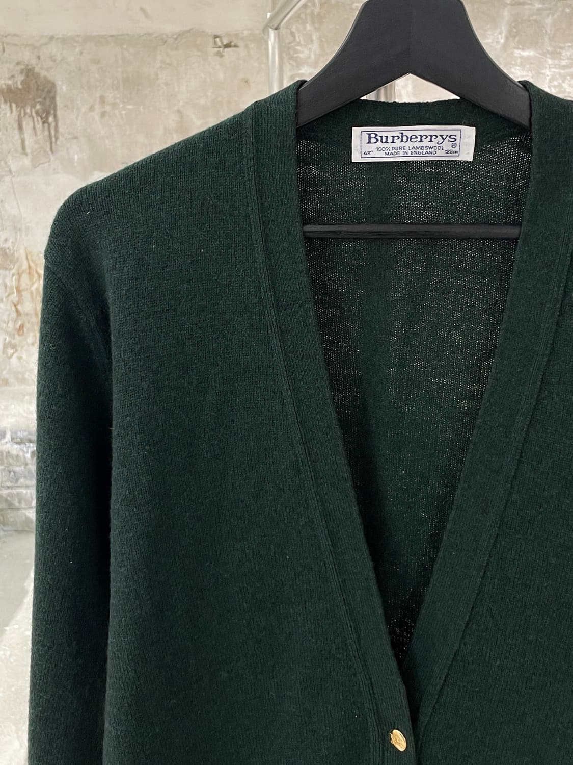 버버리 딥 그린 금장 버튼 울 가디건 상품이미지2