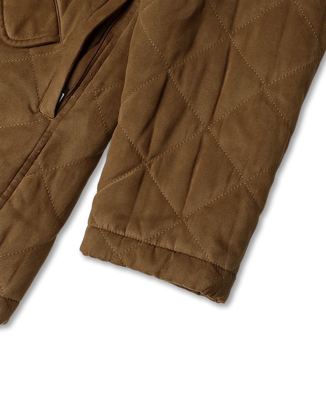 꼬르넬리아니 [Corneliani] 카멜 스웨이드 퀼팅 하프 코트 자켓 상품이미지5