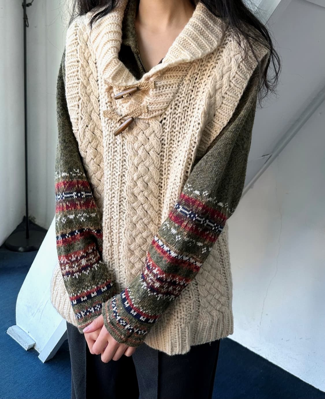 Low gauge loose woven knit vest 상품이미지6