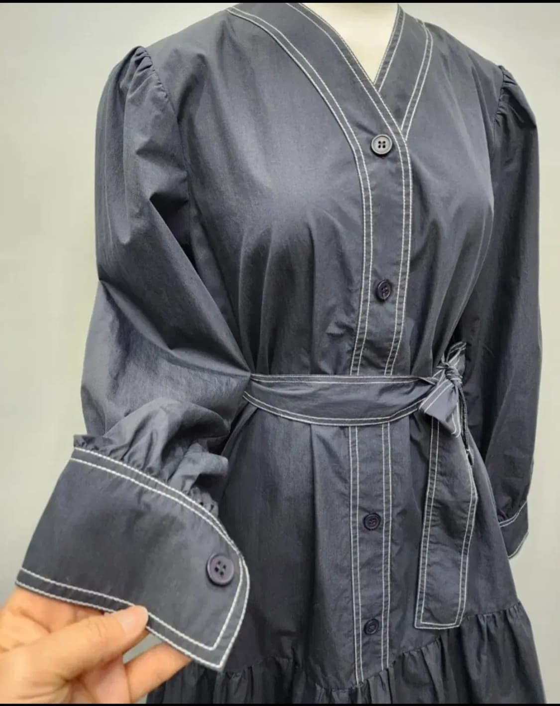 알라니 더그레이 스티치 롱 원핏 55 66 상품이미지3