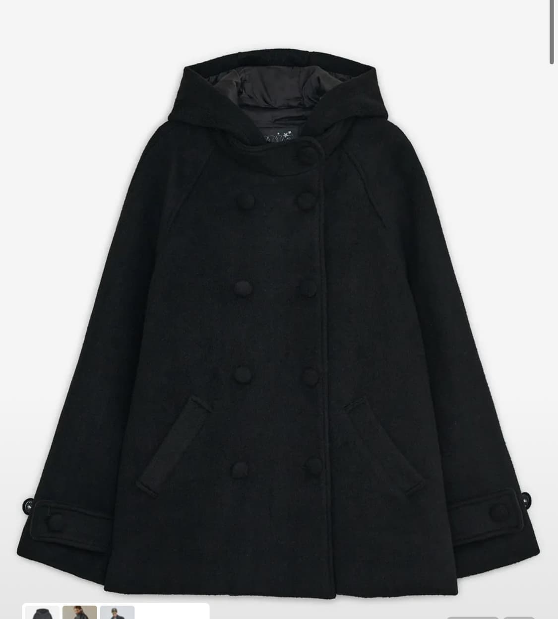 허그유어스킨 후드 하프 코트 블랙 상품이미지1