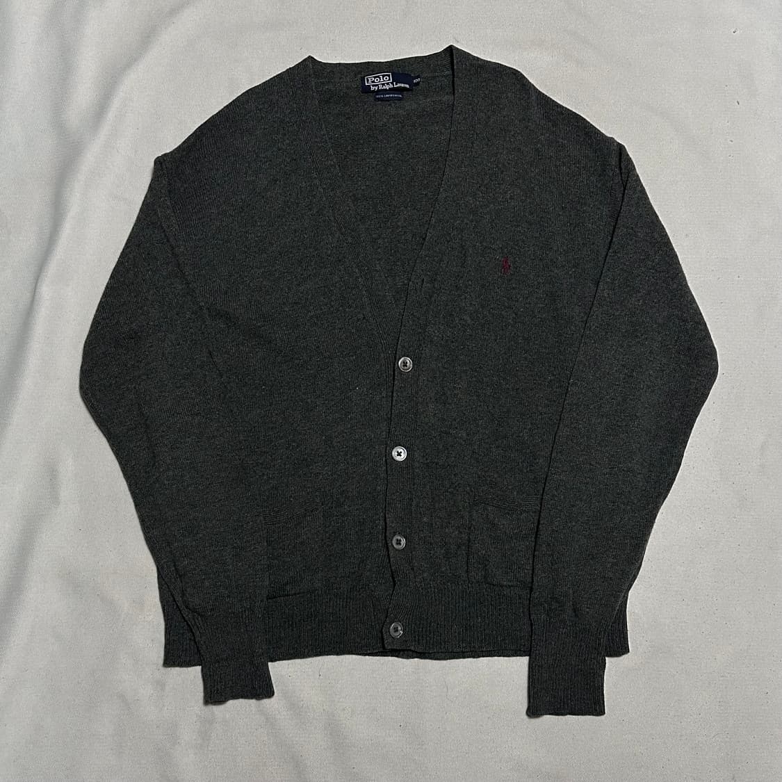 100 폴로랄프로렌 챠콜 램스울 브이넥 가디건 상품이미지2