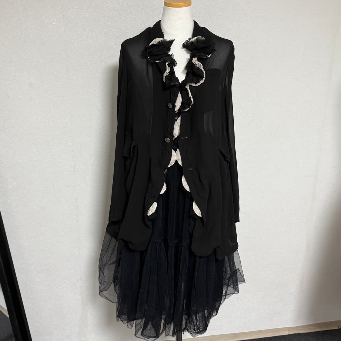 14ss 꼼데가르송 꼼데가르송 오간자 프릴 시스루자켓m 상품이미지1