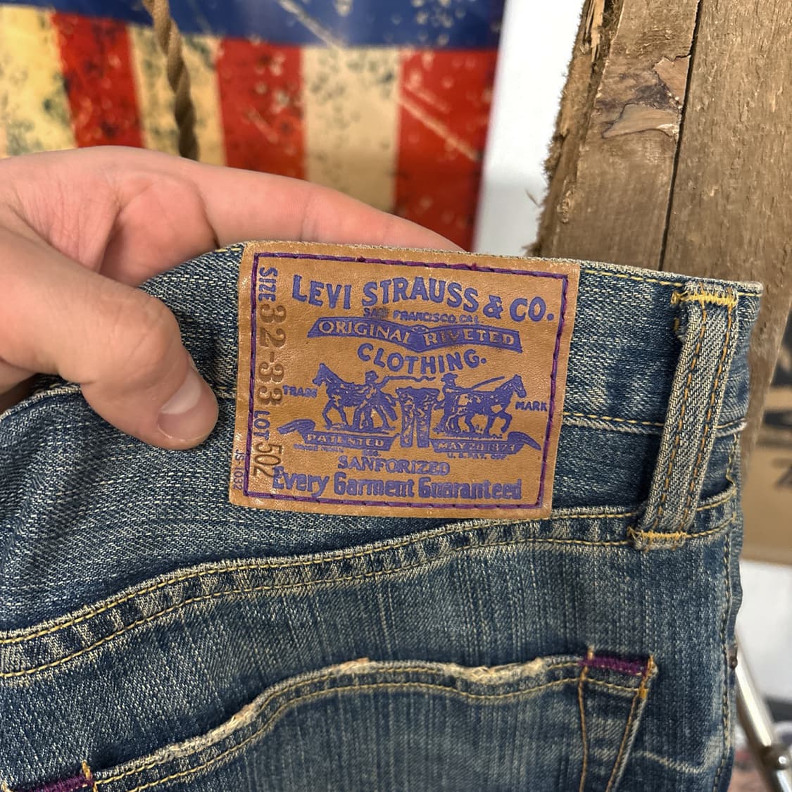00s 리바이스 502 재팬라인 퍼플 스티치 워싱 데님 진 팬츠 N69 상품이미지8