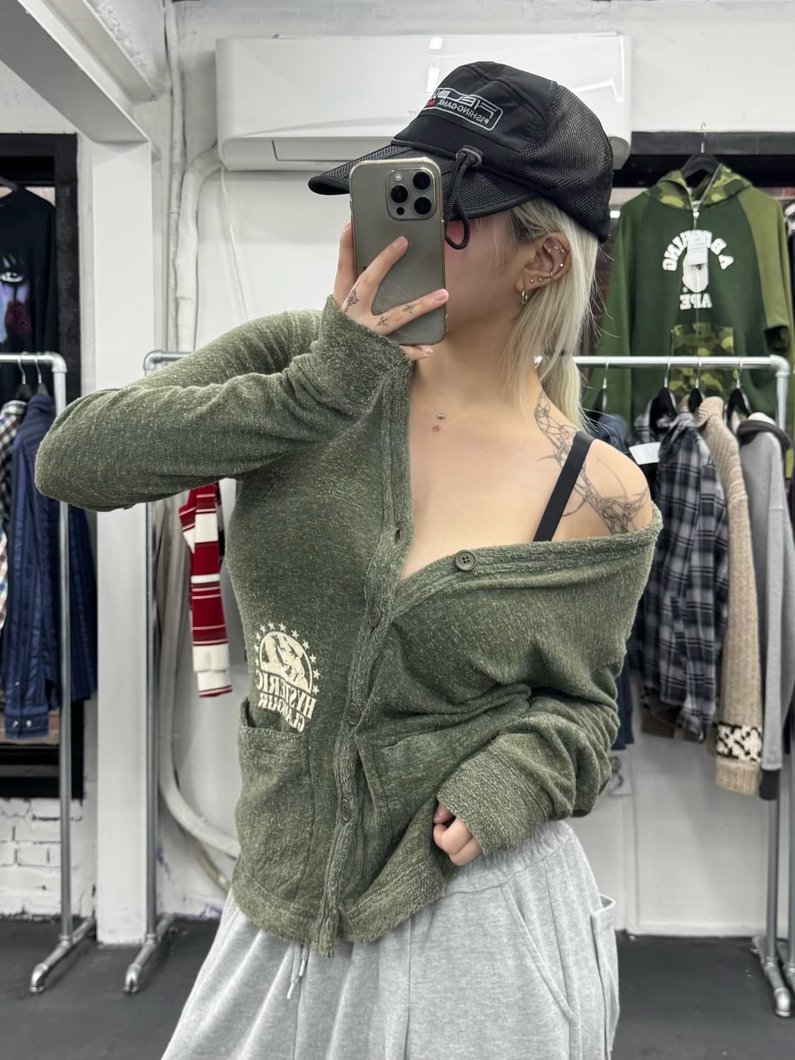 히스테릭 글래머 카키 가디건 상품이미지1