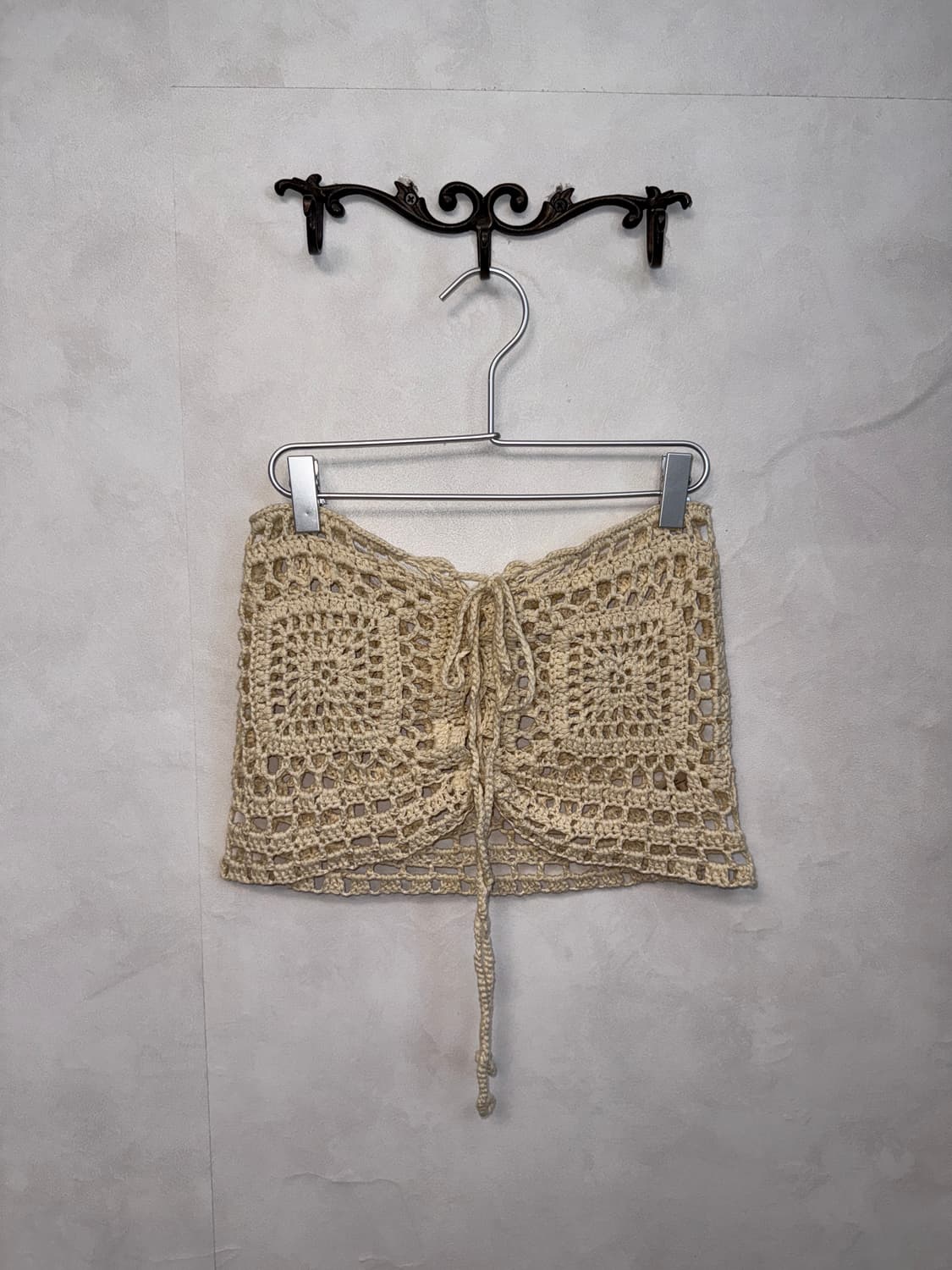 Ivory crochet laceup crop top 상품이미지3
