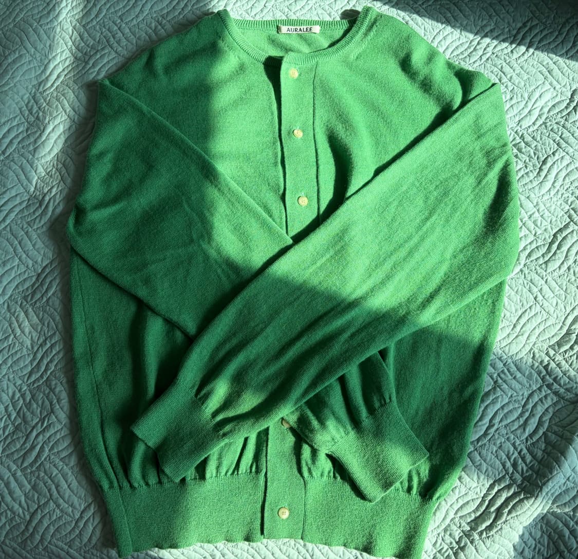 오라리 Auralee 하드트위스트 니트 가디건 그린 4사이즈 상품이미지1