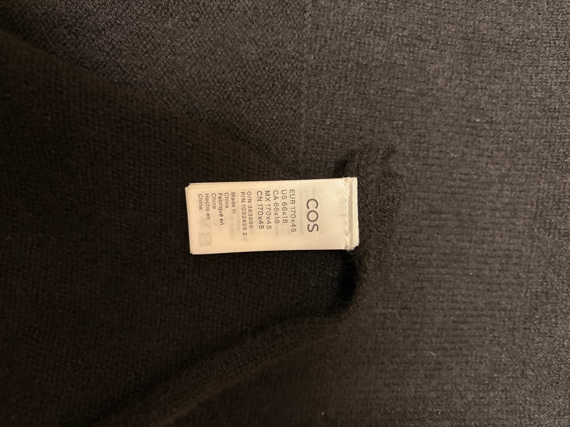 코스 퓨어 캐시미어 머플러 블랙/ cos 상품이미지3