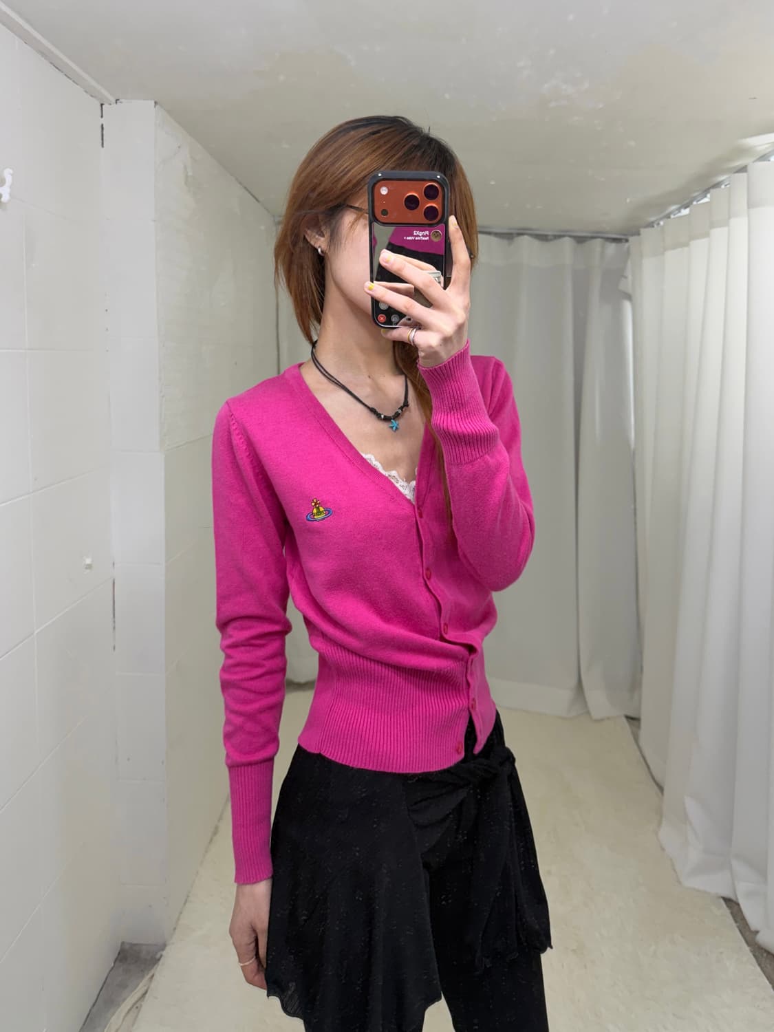 비비안웨스트우드 핑크 브이넥 가디건 상품이미지1