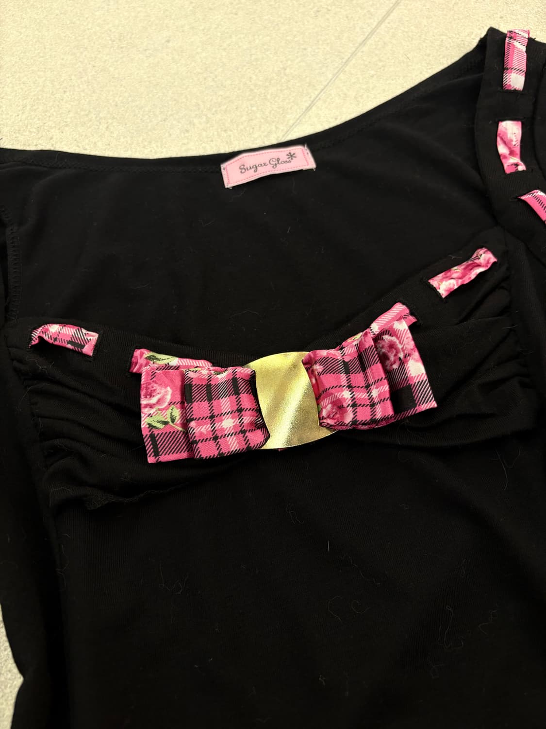 sugar gloss mars 핑크 체크 블라우스 상품이미지2