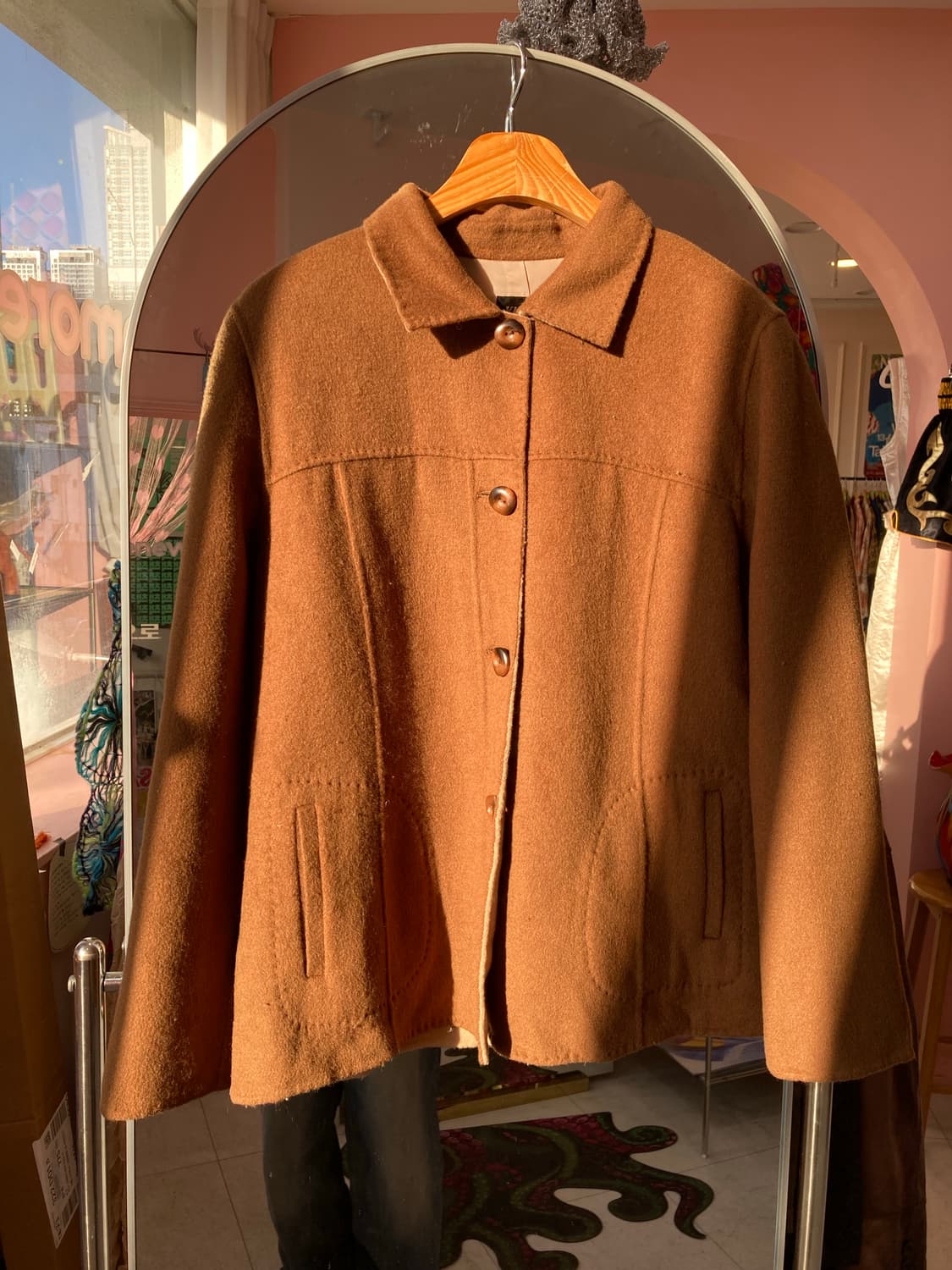 울 100% 모카 하프자켓 상품이미지1