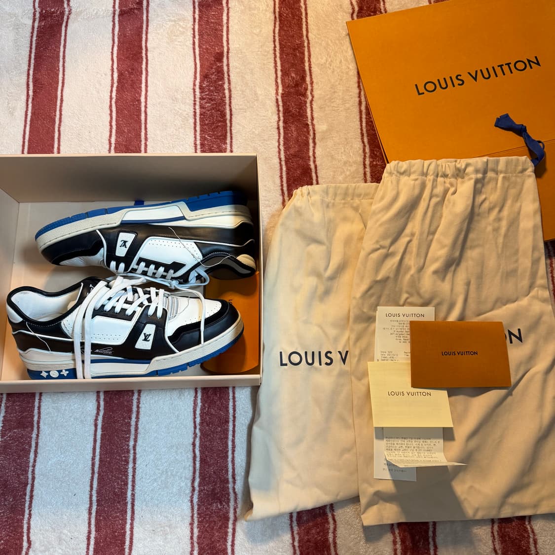 루이비통 LV 트레이너 프라그먼트 블루 6.5 상품이미지1