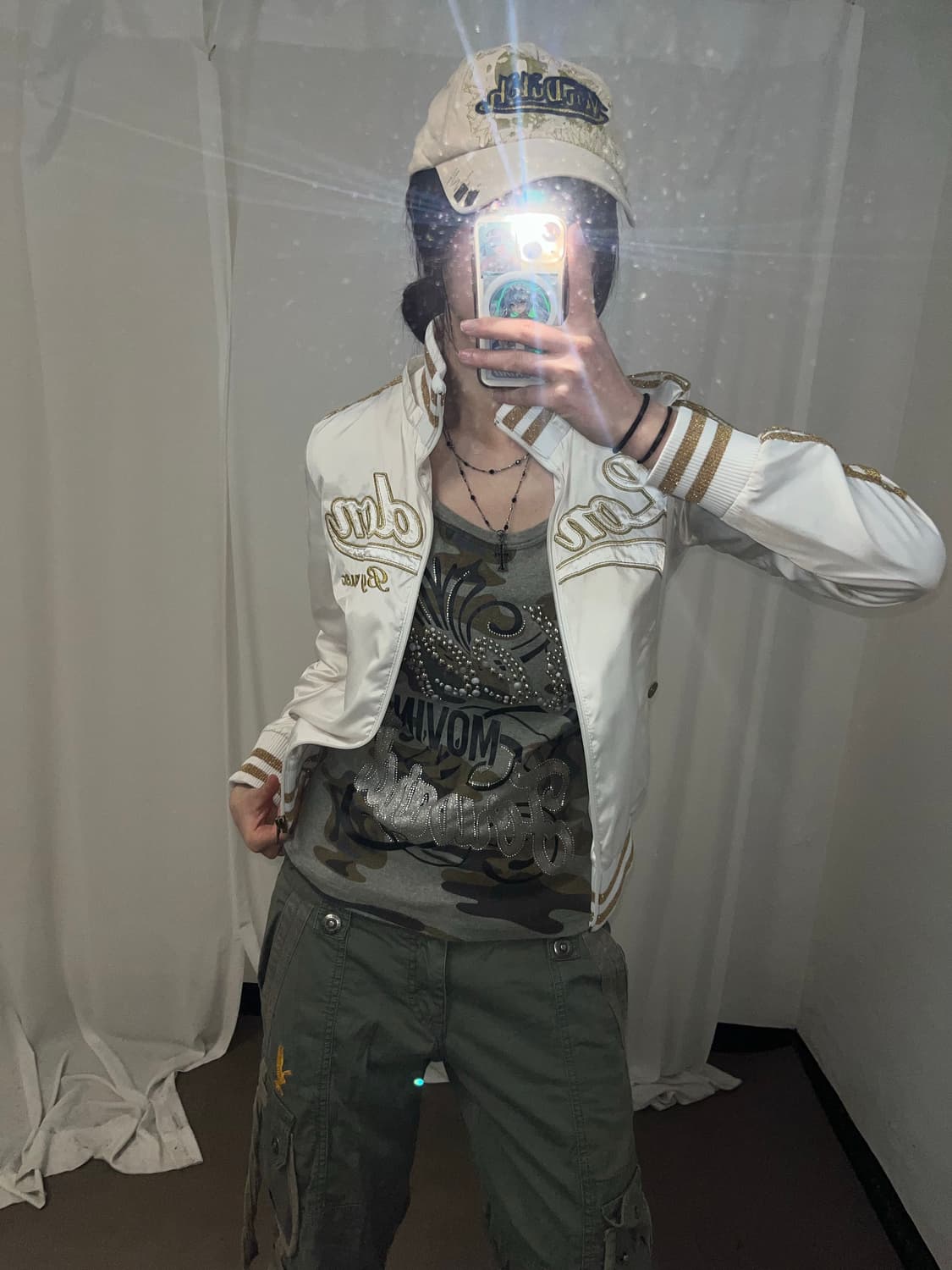 00‘s 골드레터링 화이트 나일론 집업 상품이미지4