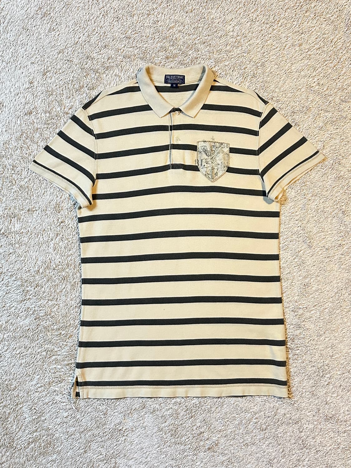 폴로 진스 POLO JEANS 빈티지 패치 스트라이프 반팔 카라티 상품이미지1