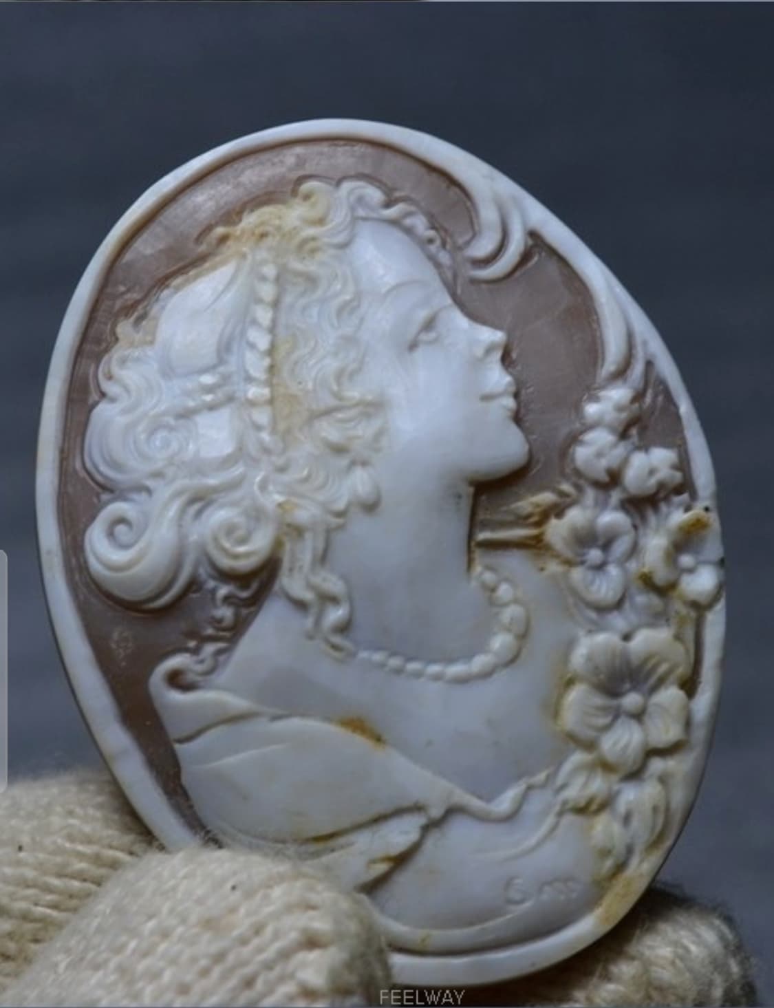 이탈리아 수입품~초대형 아도니스 진품 천연쉘 까메오 보석 원석 브로치 명 상품이미지5